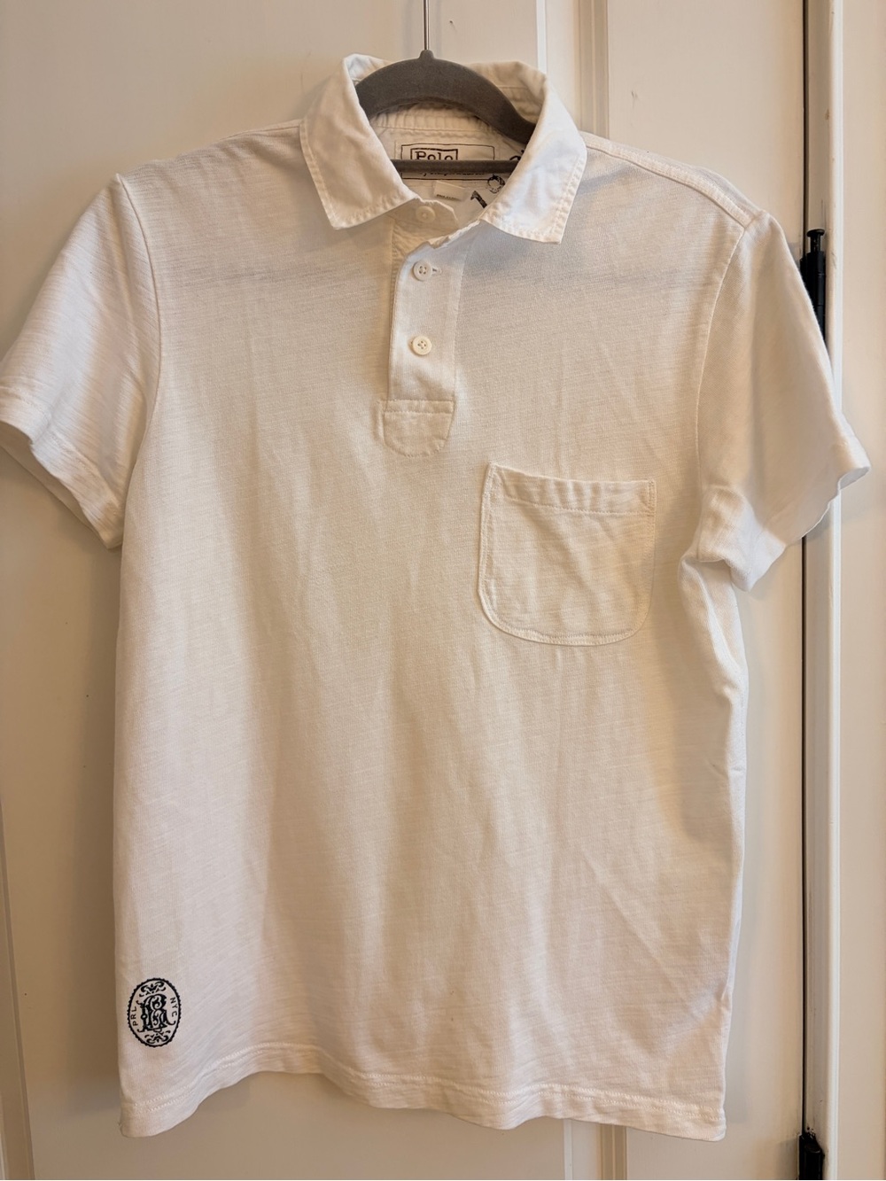 Polo Ralph Lauren White Slub Cotton Polo Shirt Pocket Tee Men’s Smal